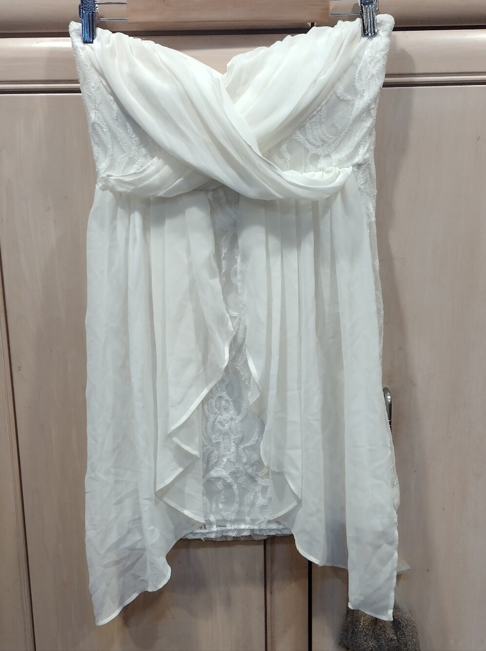 Orange By Allie Rose White Lace Fairy Mini Dress w/ Sheer Layers